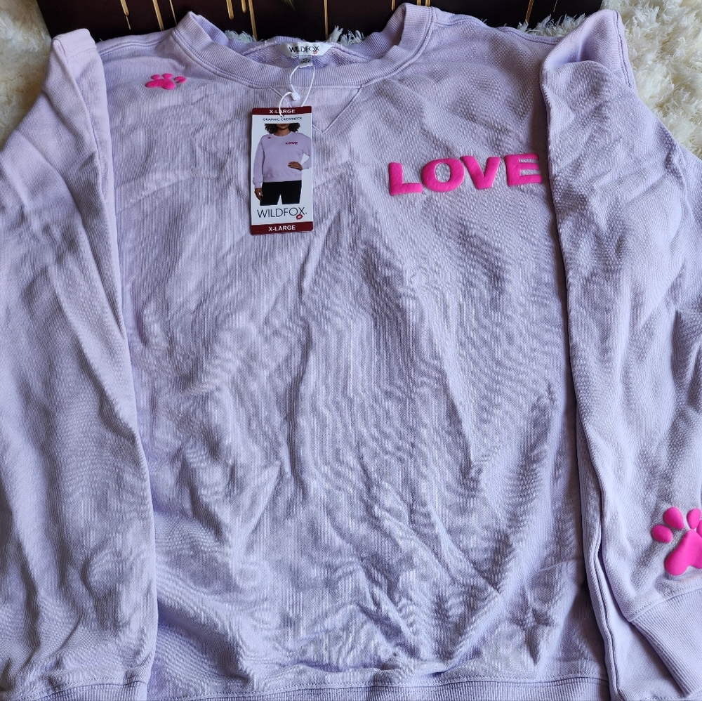 Wildfox Light Purple Sweatshirt with Bright Pink Details